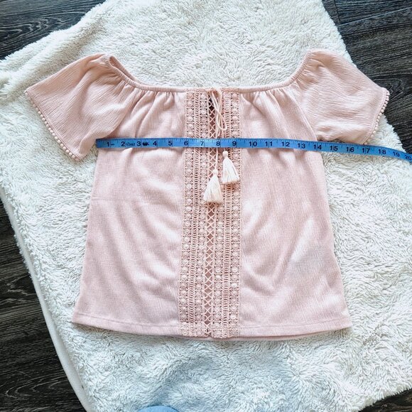 H&M Divided Off The Shoulder Crochet Detail Front Blouse in Old Rose Size XS - Picture 8 of 10
